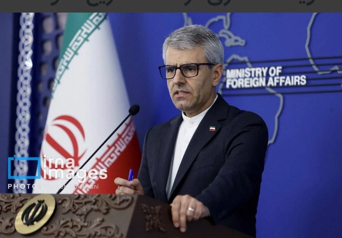 Người phát ngôn Bộ Ngoại giao Iran Ismaeil Baqaei phát biểu trong cuộc họp báo. Ảnh: IRNA