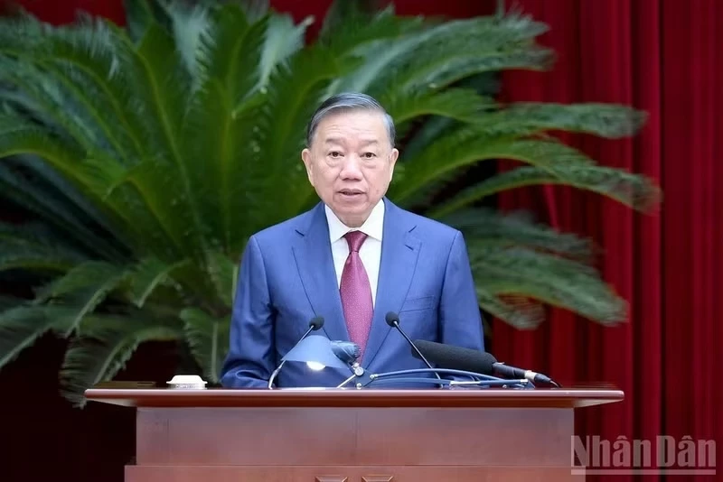 Party General Secretary and State President To Lam addresses the opening of the 14th Party Central Committee’s third meeting. (Photo: NDO/DANG KHOA)
