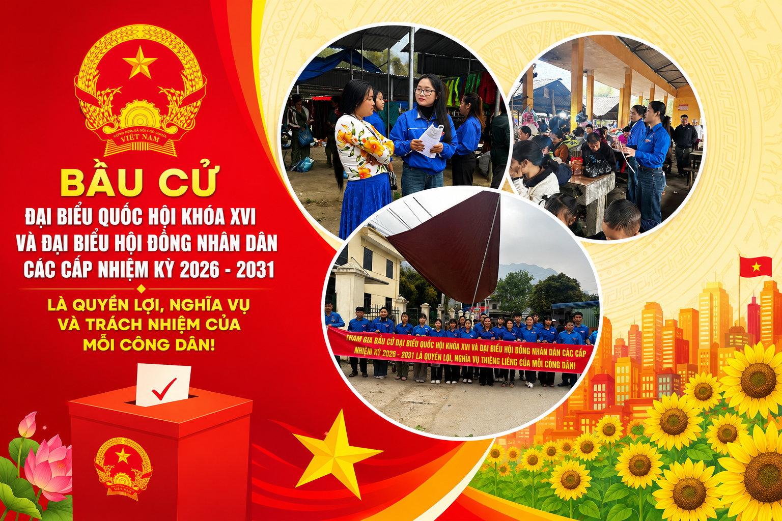 Viên Ngọc Hà Anh cùng các đảng viên, đoàn viên trong xã tham gia phổ biến với nhân dân cuộc bầu cử đại biểu Quốc hội khóa XVI và đại biểu Hội đồng nhân dân (HĐND) các cấp nhiệm kỳ 2026 -2031.