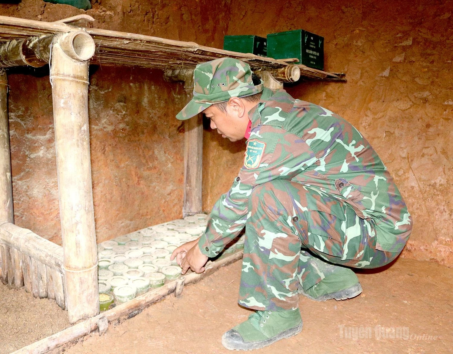 After being collected, the bombs, landmines, and unexploded ordnance are transported to a secure storage area.
