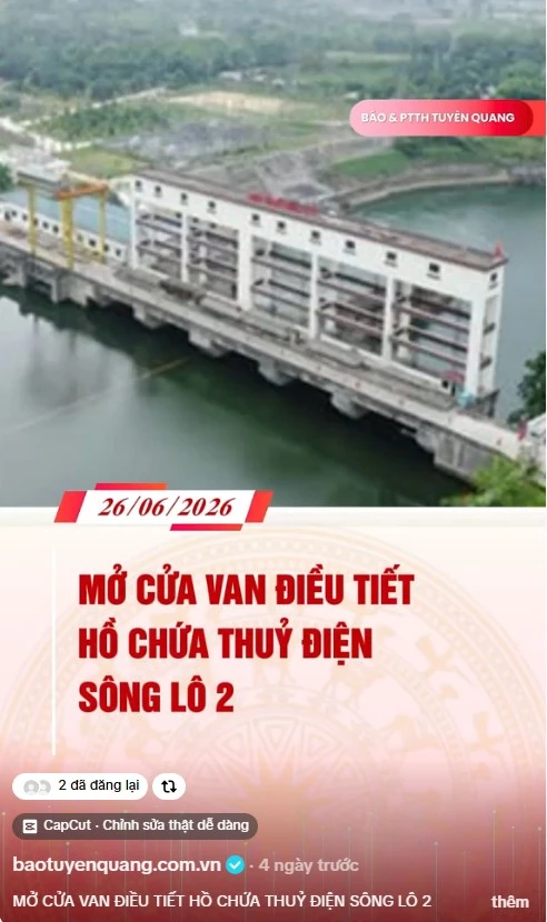 Mở cửa van điều tiết hồ chứa thủy điện S&ocirc;ng L&ocirc; 2