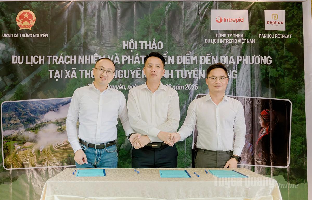 Lễ ký kết Biên bản ghi nhớ hợp tác giữa UBND xã Thông Nguyên, khu nghỉ dưỡng Panhou Retreat và Interpid Vietnam – thành viên của Tập đoàn Interpid Travel.