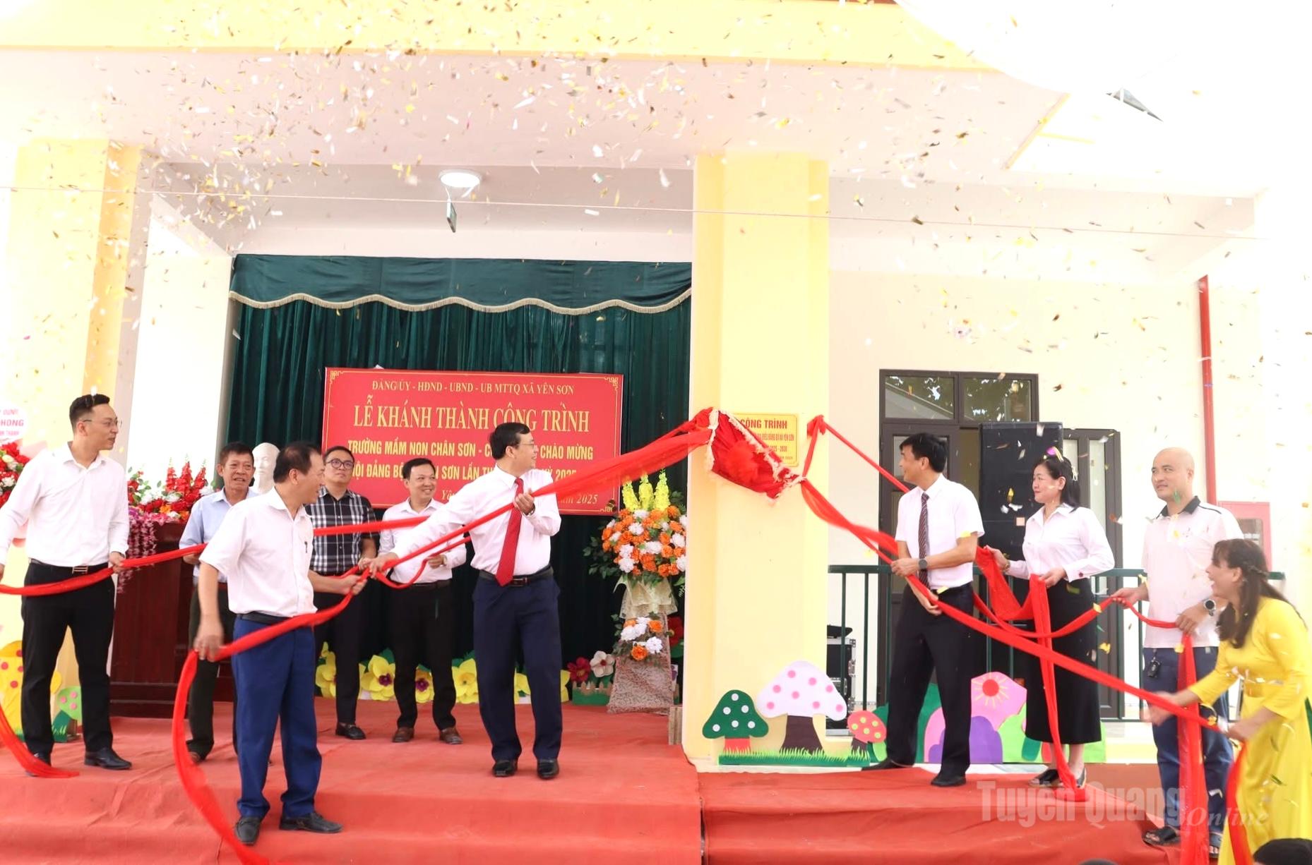 Xã Yên Sơn khánh thành công trình Trường Mầm non Chân Sơn chào mừng Đại hội Đảng các cấp.