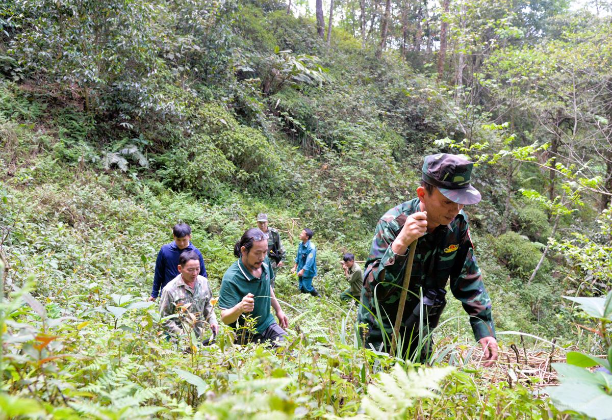 The patrol team trekked across the mountains to reach an altitude of 2,010 meters on the Tay Con Linh range.
