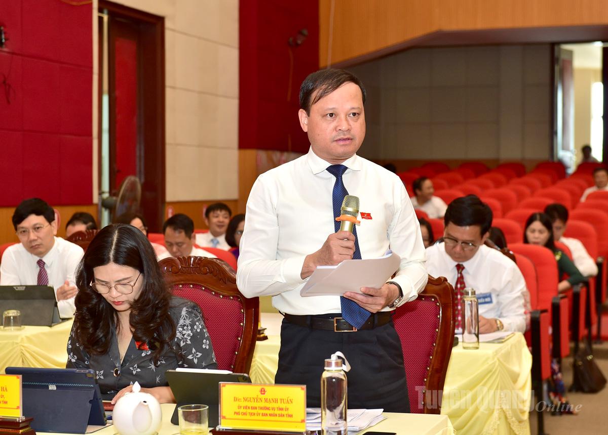Phó Chủ tịch Thường trực UBND tỉnh Nguyễn Mạnh Tuấn phát biểu thảo luận.