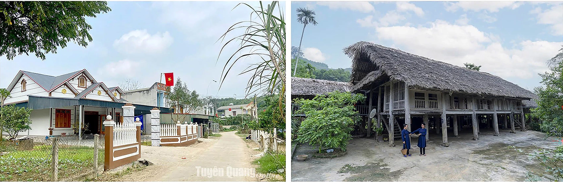 Những nếp nhà xây hiện đại dần thay thế những nếp nhà sàn truyền thống ở nhiều bản làng người Tày xứ Tuyên.