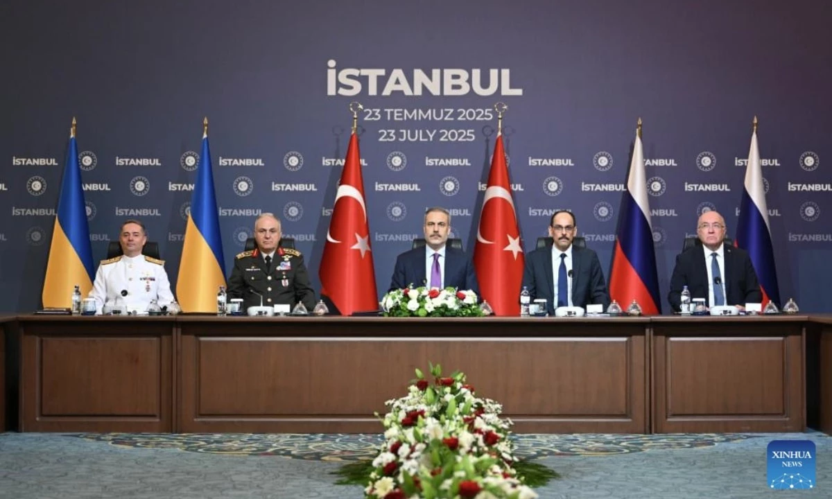 Vòng đàm phán hòa bình thứ ba giữa Nga và Ukraine tại Istanbul, Thổ Nhĩ Kỳ ngày 23-7. Ảnh: Bộ Ngoại giao Thổ Nhĩ Kỳ/Tân Hoa xã