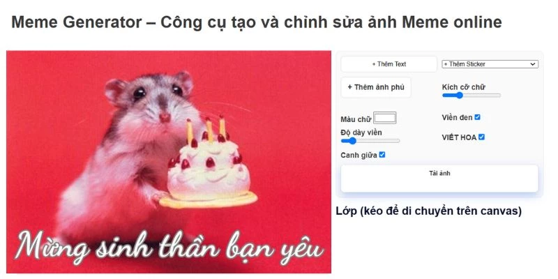 Các bước tạo meme rất đơn giản