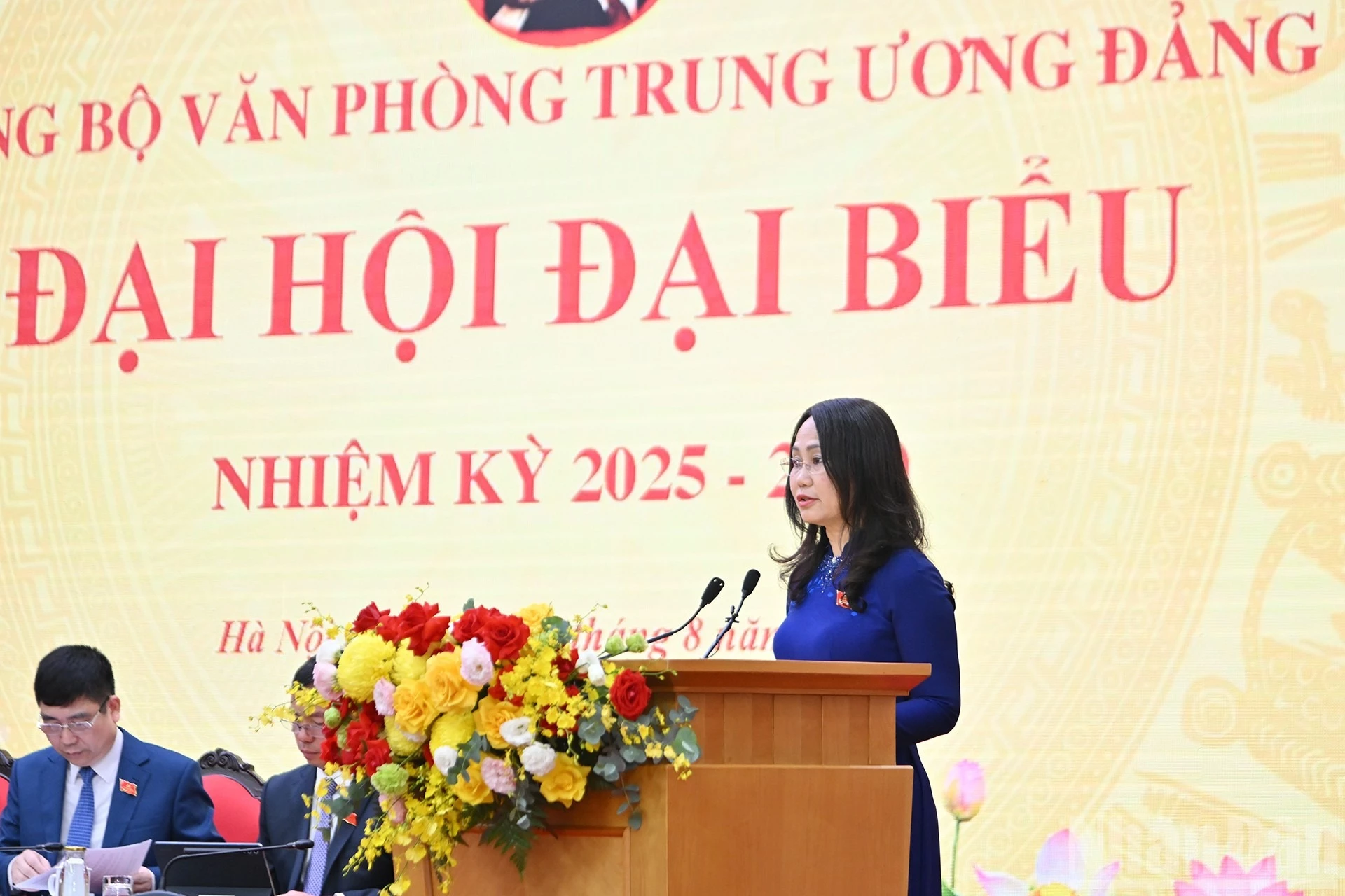 Đồng chí Lâm Thị Phương Thanh, Ủy viên Trung ương Đảng, Ủy viên Ban Thường vụ Đảng ủy các cơ quan Đảng Trung ương, Bí thư Đảng ủy Văn phòng Trung ương Đảng, Phó Chánh Văn phòng Thường trực Văn phòng Trung ương Đảng trình bày diễn văn khai mạc Đại hội.