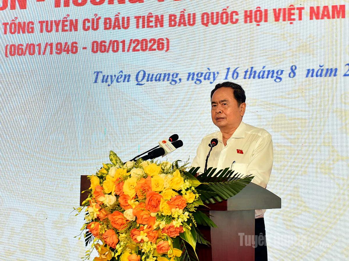 Chủ tịch Quốc hội Trần Thanh Mẫn phát biểu tại chương trình.