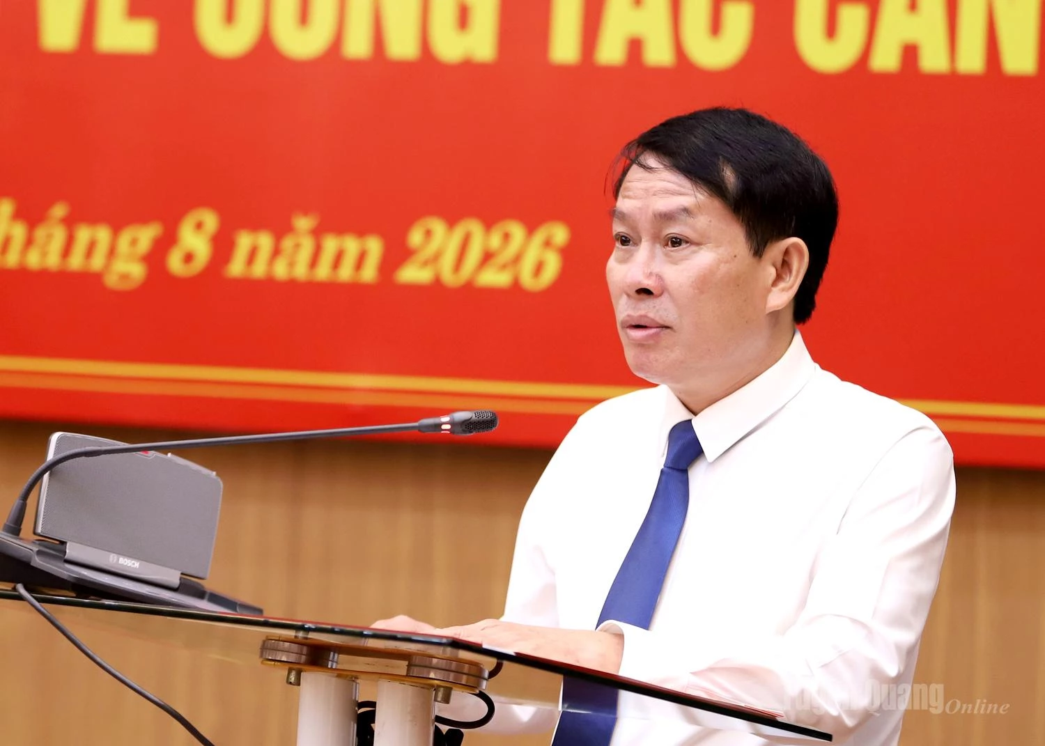 Tân Giám đốc Sở Nội vụ Đỗ Văn Hùng phát biểu nhận nhiệm vụ.