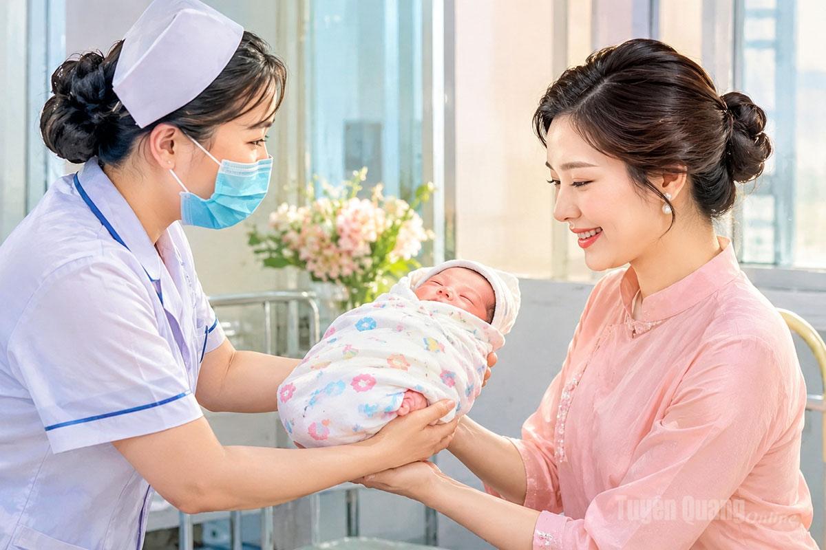 Dân gian tin rằng đứa trẻ mới chào đời có thể hưởng vía của người đón tay.