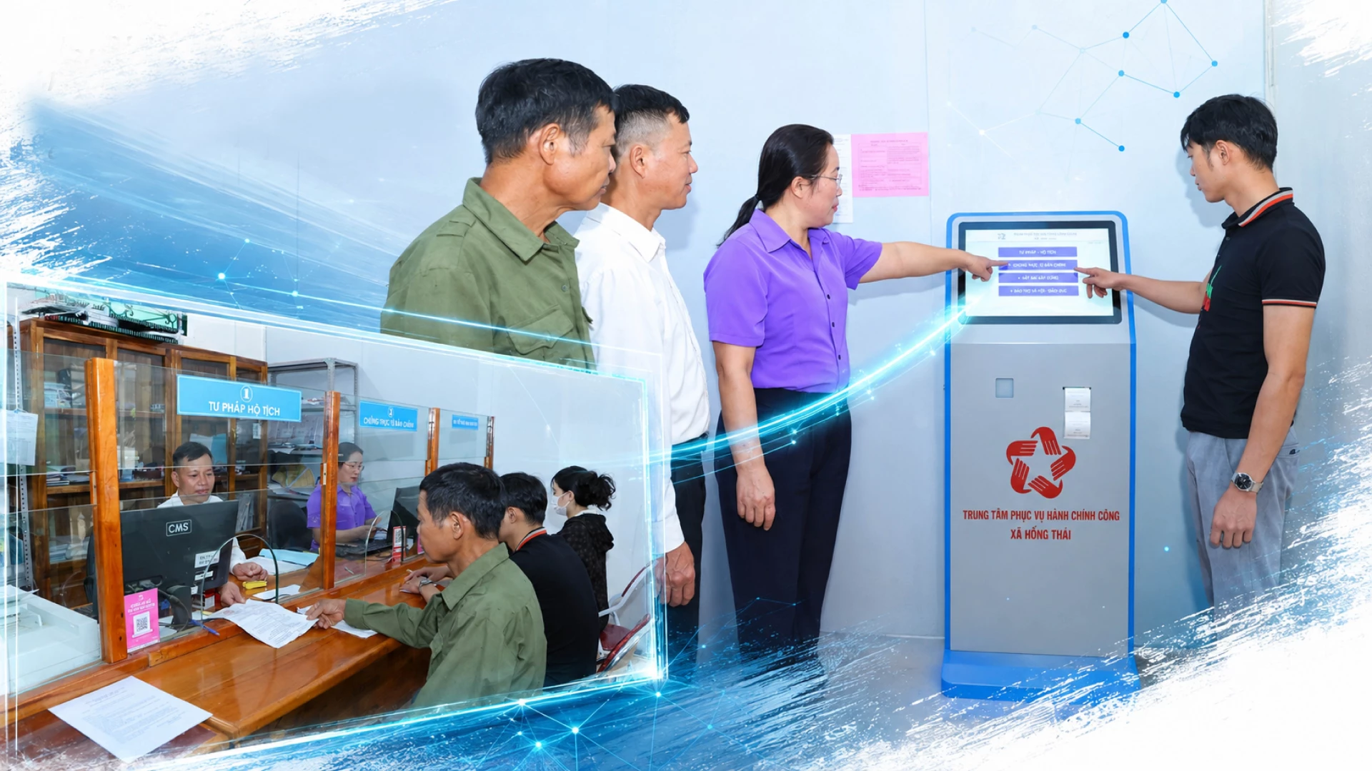 Người dân giải quyết thủ tục hành chính nhanh chóng tại Trung tâm Phục vụ hành chính công xã Hồng Thái.