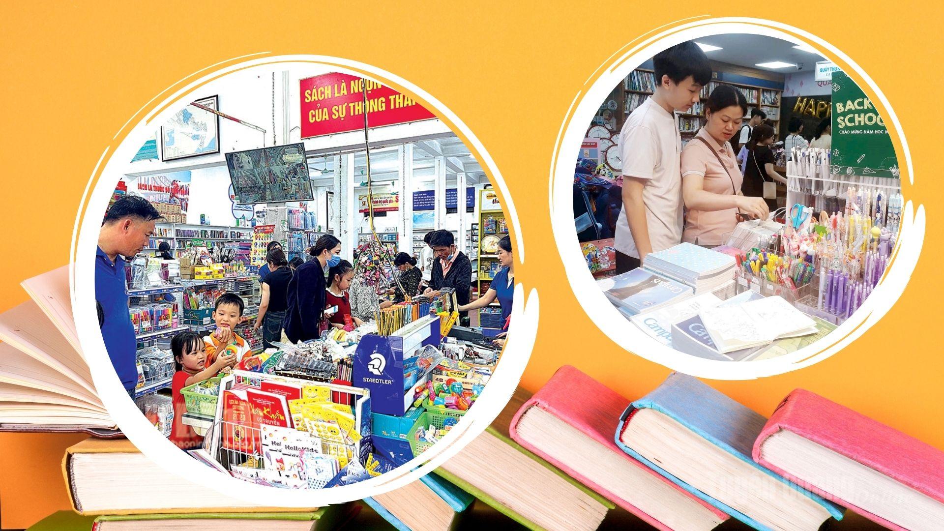 Rộn ràng mua sắm sách vở, đồ dùng học tập cho năm học mới.