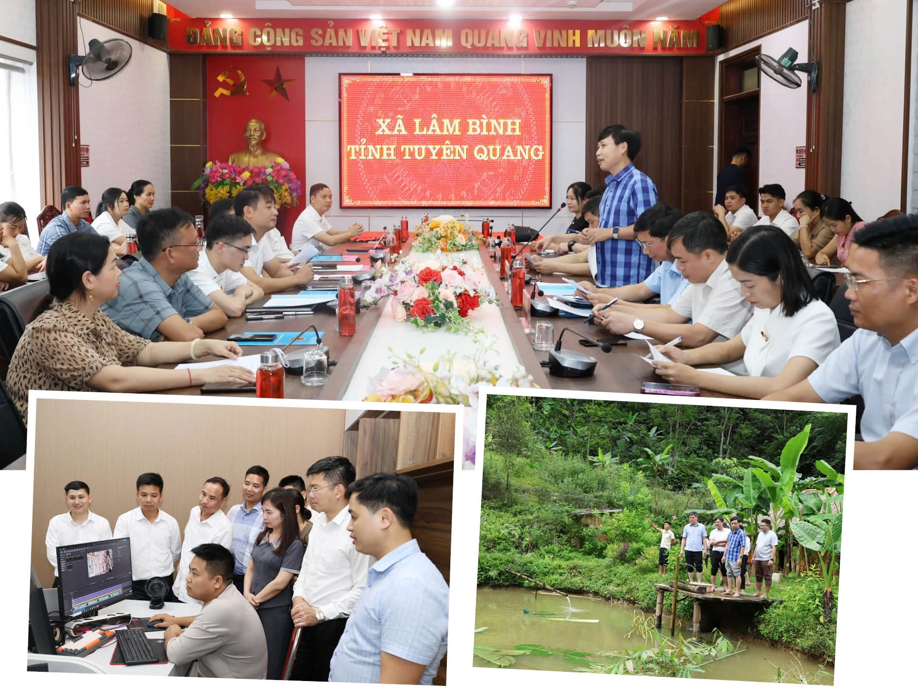 Đoàn công tác xã Lâm Thượng (tỉnh Lào Cai) và xã Bắc Quang (tỉnh Tuyên Quang) tham quan, học tập kinh nghiệm mô hình Làng sáng tạo nội dung số và phát triển du lịch cộng đồng trên địa bàn xã.