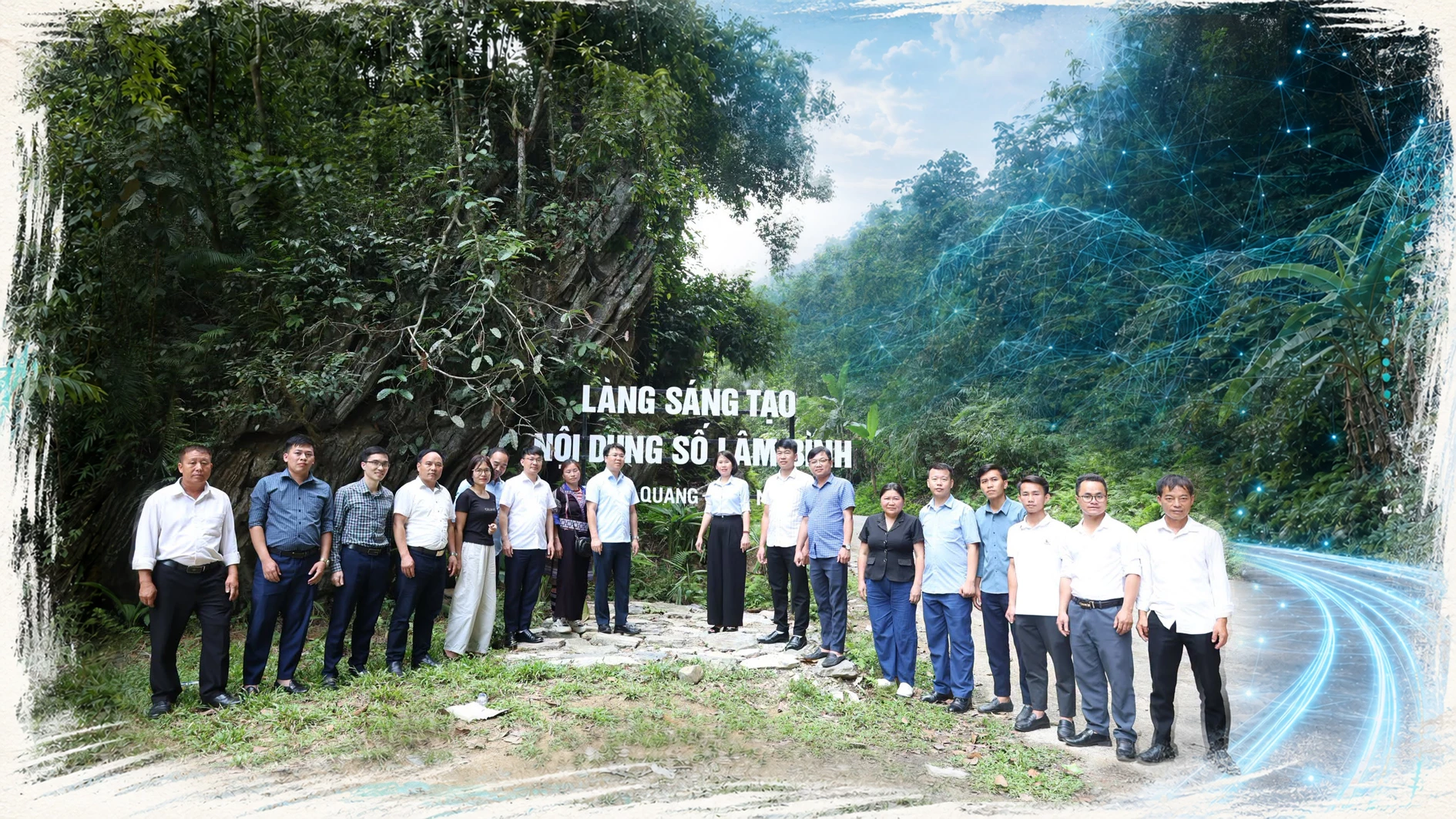 Đoàn công tác xã Lao Chải, tỉnh Lào Cai học tập, trao đổi kinh nghiệm chuyển đổi số tại xã Lâm Bình.