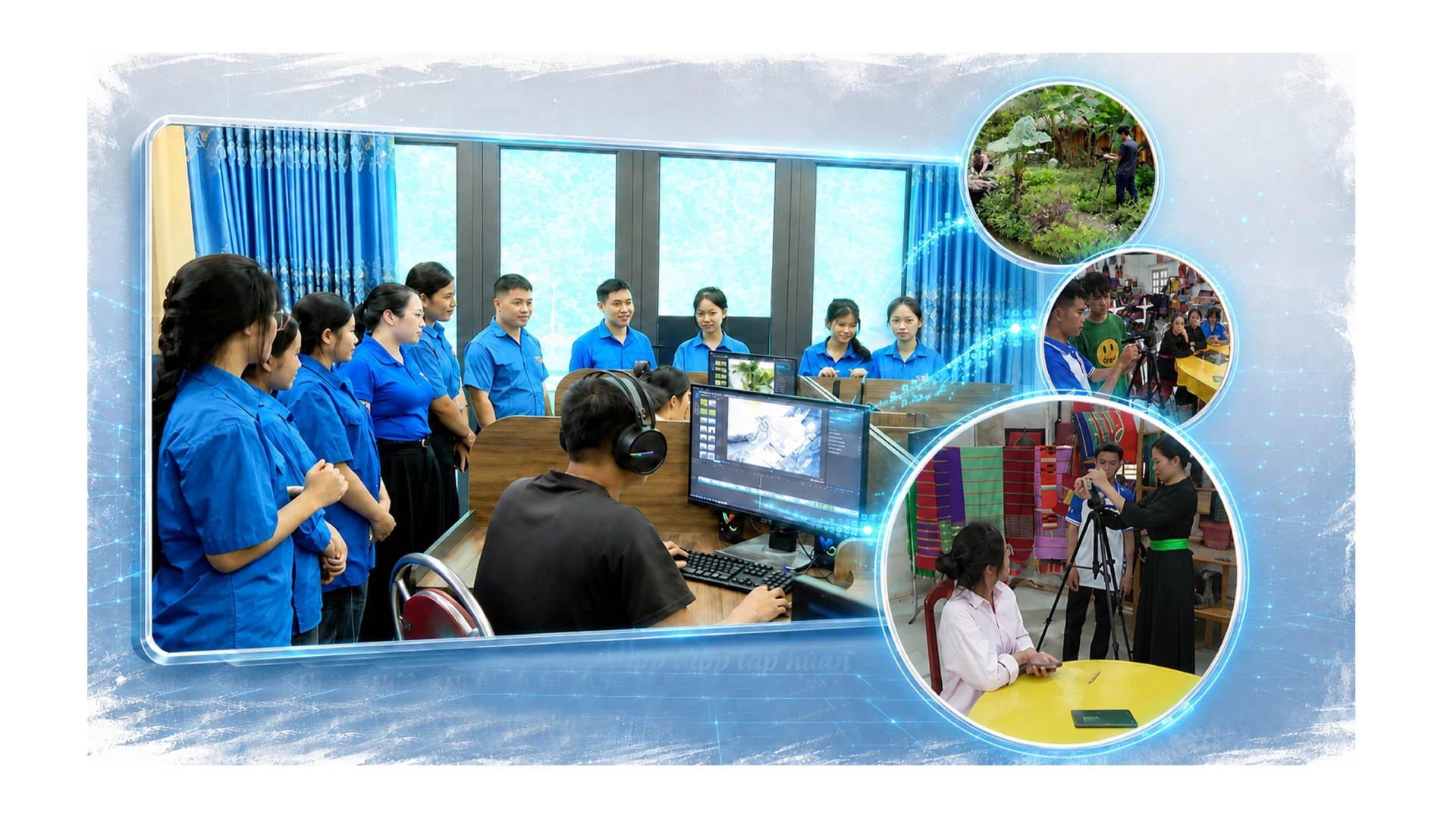 Đoàn công tác xã Lao Chải, tỉnh Lào Cai học tập, trao đổi kinh nghiệm chuyển đổi số tại xã Lâm Bình.