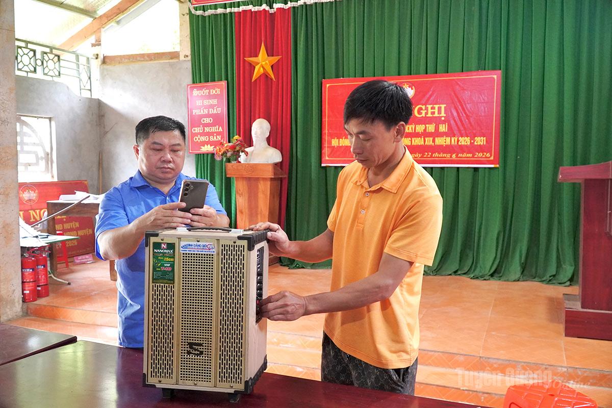 Các nhà văn hoá trên địa bàn xã được đầu tư hệ thống loa tuyên truyền.