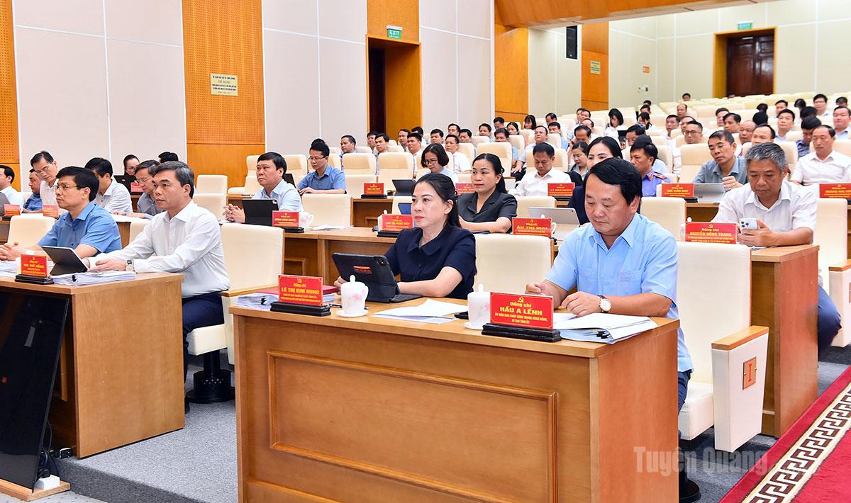 Các đồng chí Thường trực Tỉnh ủy và đại biểu tại hội nghị.