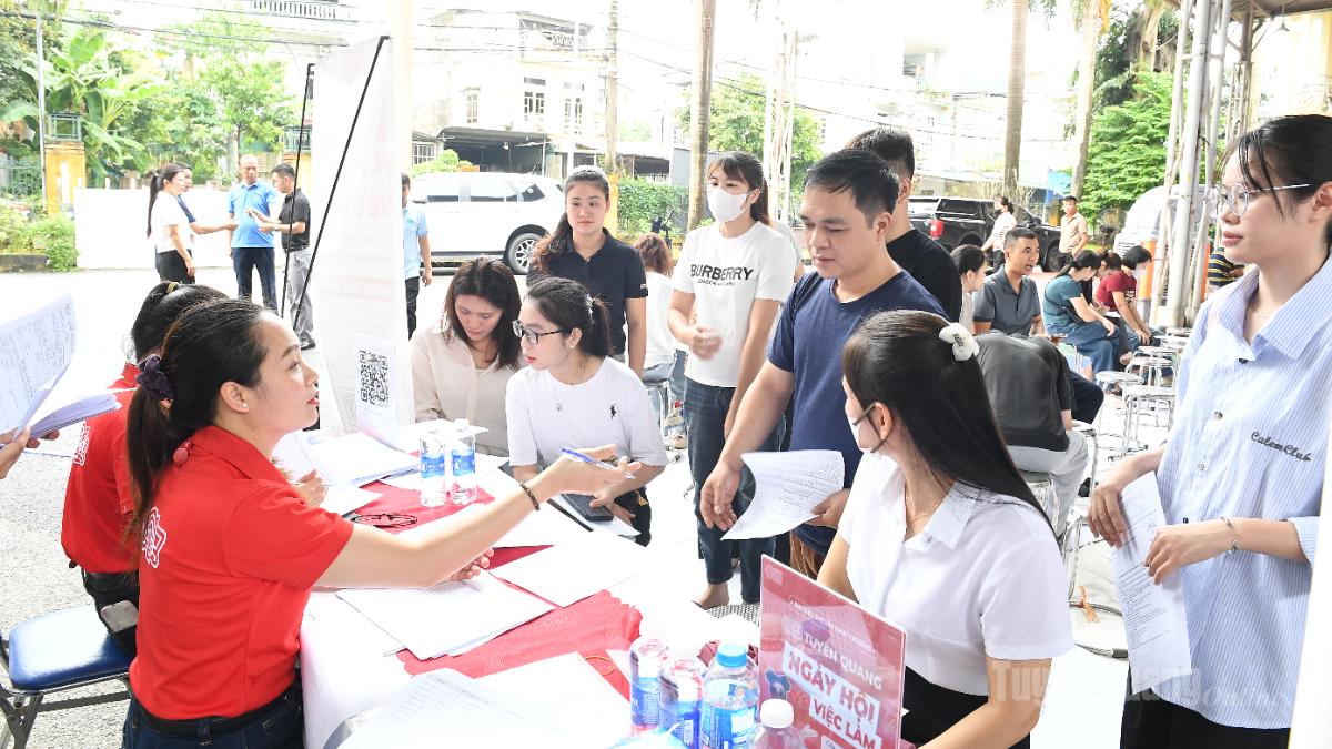 Người lao động nộp hồ sơ ứng tuyển vào các vị trí tuyển dụng của Siêu thị GO! Tuyên Quang.