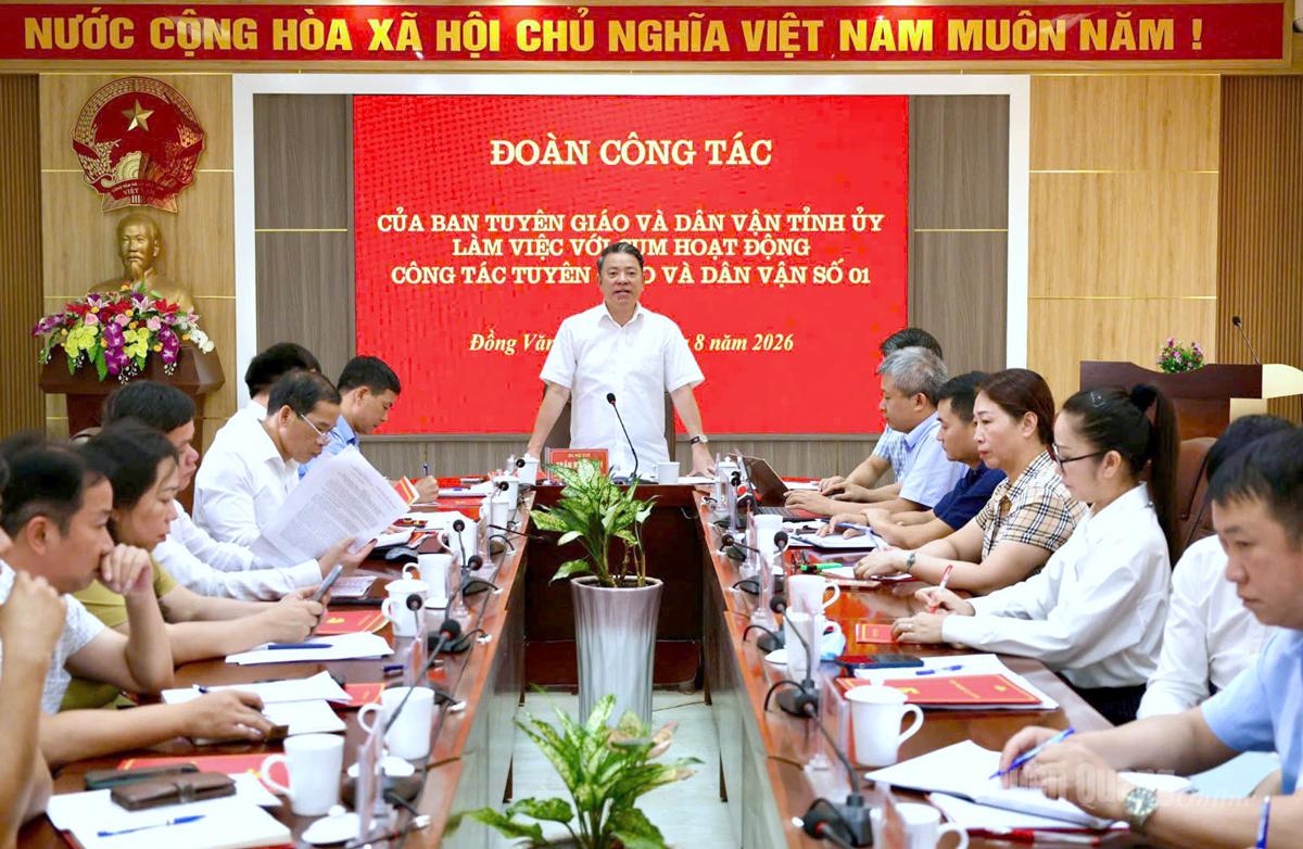 Đồng chí Trần Mạnh Lợi, Trưởng Ban Tuyên giáo và Dân vận Tỉnh ủy kết luận tại buổi làm việc.