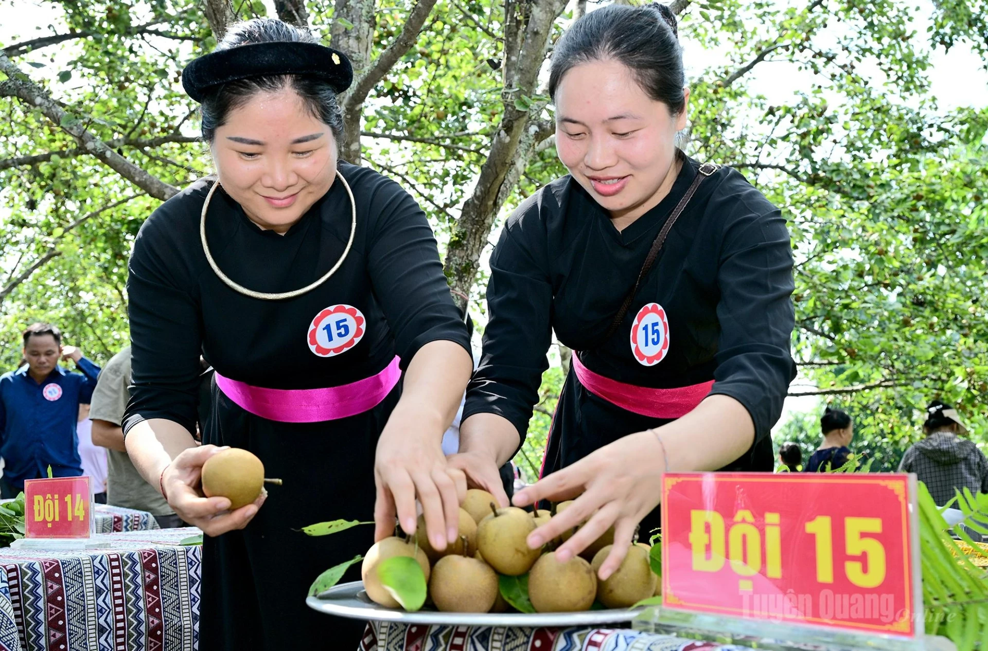 Teams showcase attractively arranged pear displays.