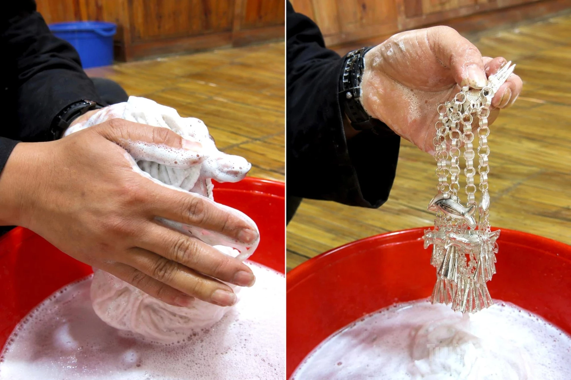 After firing, each piece is thoroughly cleaned to restore the silvers brilliance and highlight its intricate patterns.