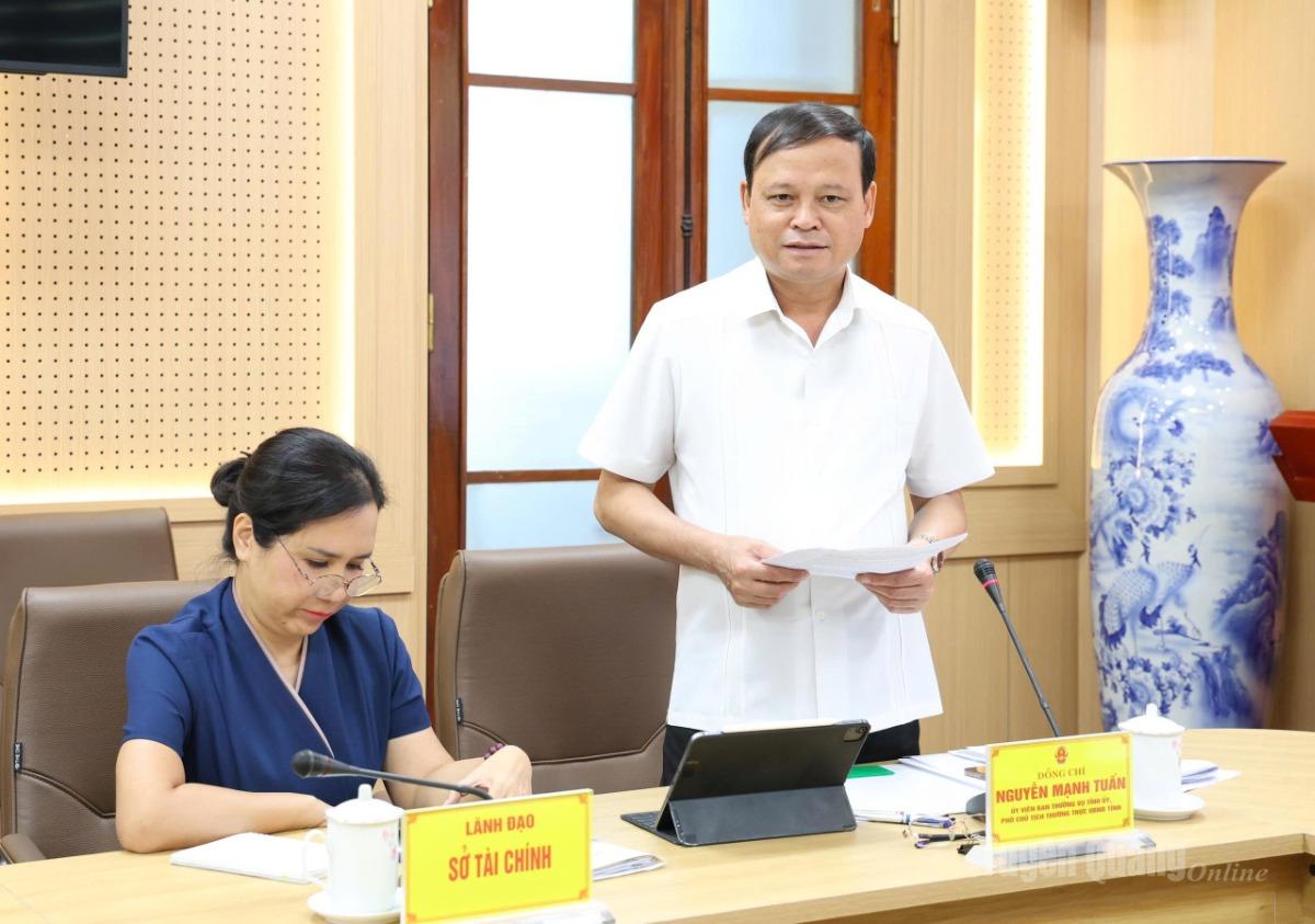Đồng chí Nguyễn Mạnh Tuấn, Ủy viên Ban Thường vụ Tỉnh ủy, Phó Chủ tịch Thường trực UBND tỉnh phát biểu tại buổi làm việc.