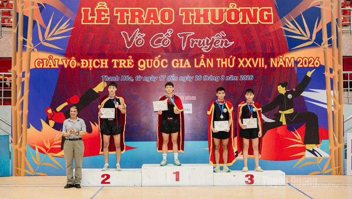 VĐV đoàn Tuyên Quang giành Huy chương Vàng hạng cân 68–72kg nam (lứa tuổi 16–17 tuổi) tại giải.