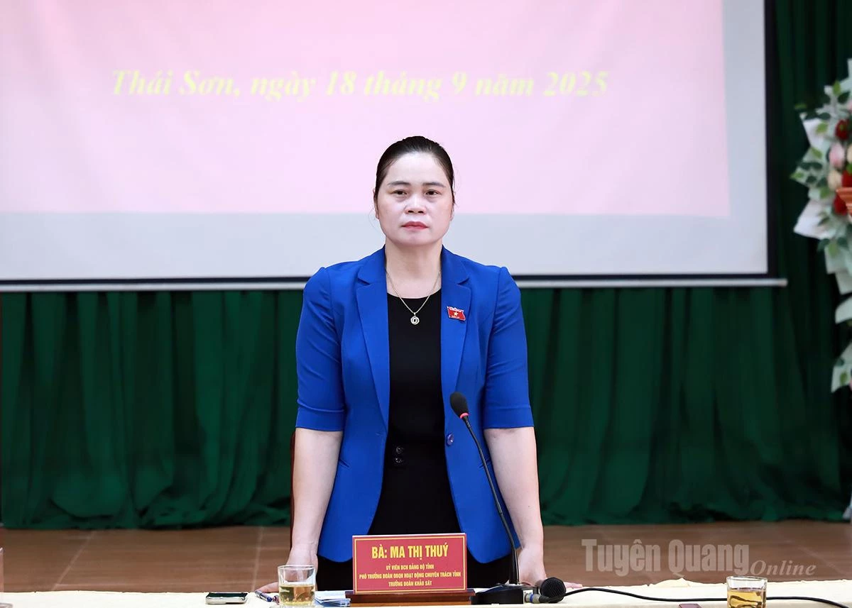 Phó Trưởng đoàn ĐBQH hoạt động chuyên trách tỉnh Ma Thị Thúy kết luận buổi làm việc với xã Thái Sơn.