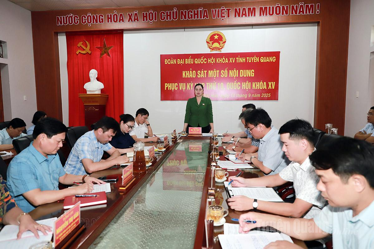 Toàn cảnh buổi làm việc của Đoàn ĐBQH khóa XV tỉnh tại xã Thái Hòa.