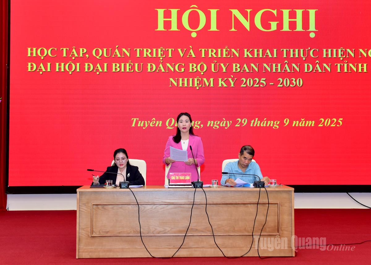 Các đồng chí Phó Bí thư chuyên trách Đảng ủy UBND tỉnh chủ trì nội dung thảo luận.