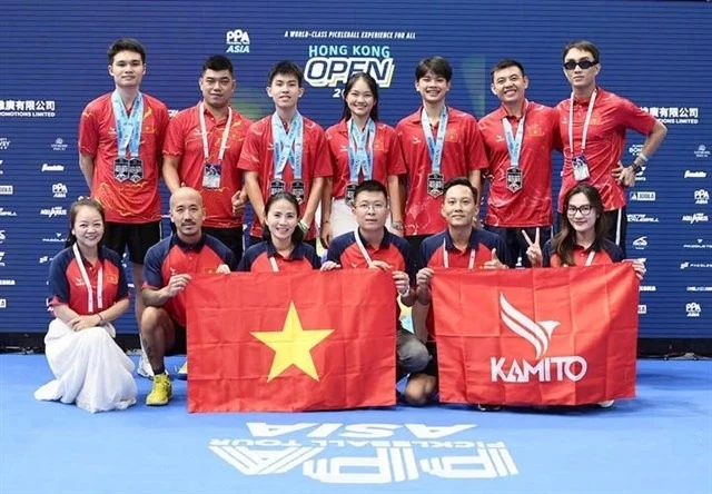 Vietnamese team members with their medals at the PPA Tour Asias Hong Kong Open 2025, which ends on August 24. 