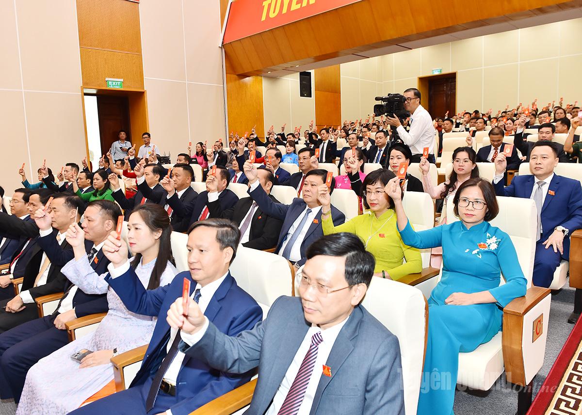 Các đại biểu biểu quyết thông qua Nghị quyết Đại hội.