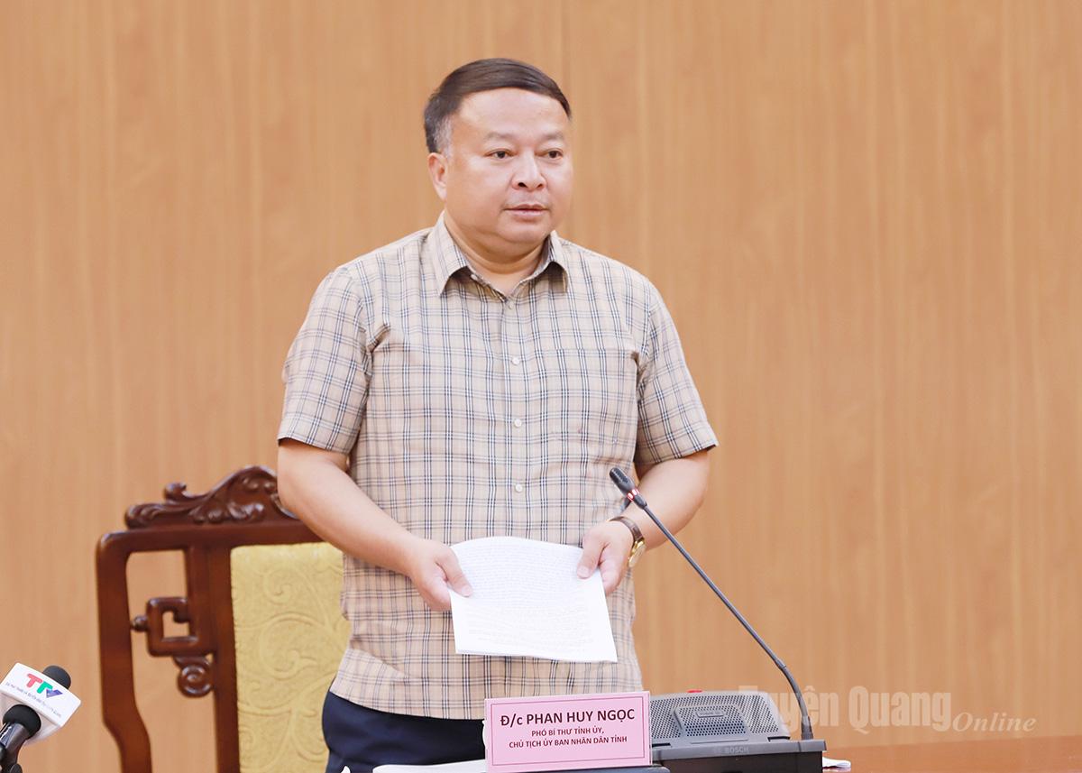 Chủ tịch UBND tỉnh Phan Huy Ngọc phát biểu kết luận buổi làm việc.