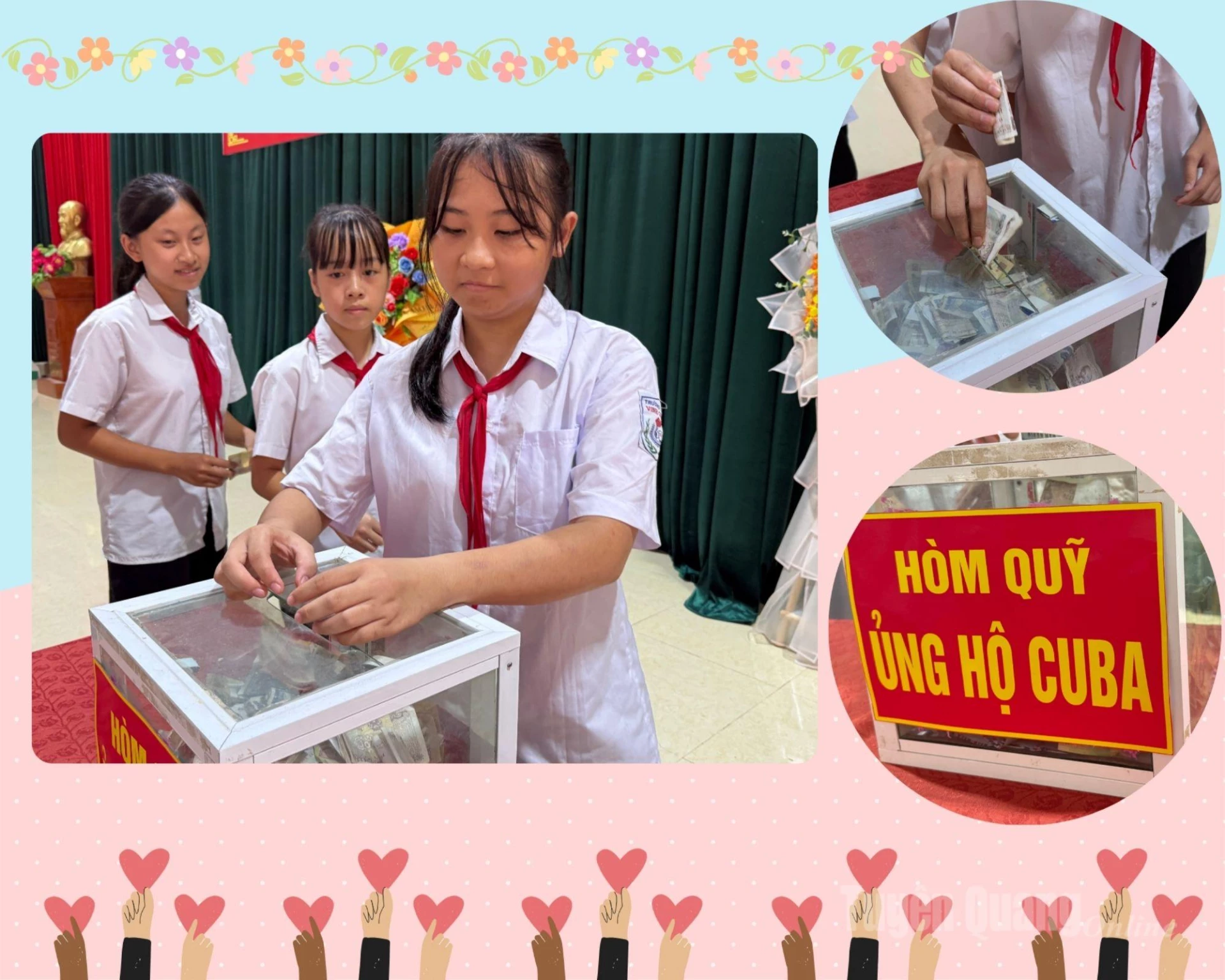 Những đồng tiền nhỏ gửi gắm tình cảm của các em học sinh Tuyên Quang đến với nhân dân Cuba.