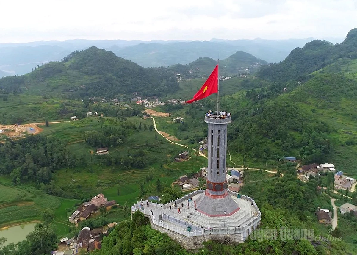 The sacred Lung Cu National Flagpole at the northernmost point of the country.