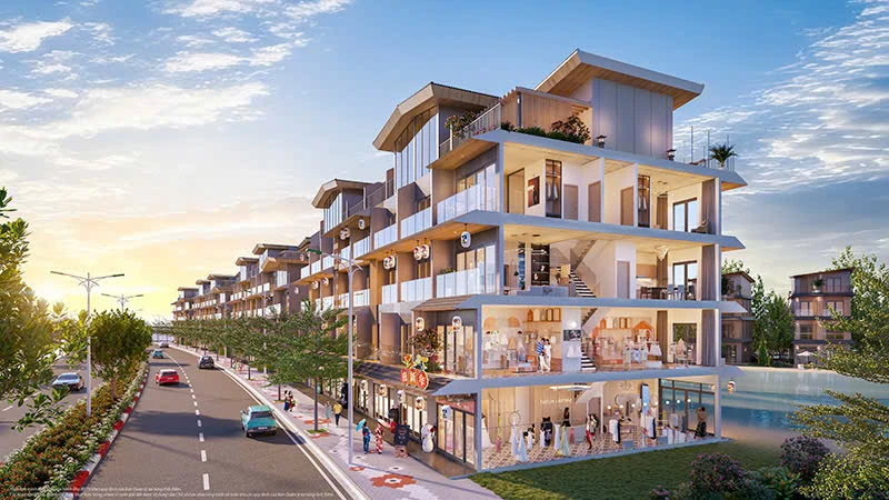 Ví dụ mặt cắt của việc khai thác các tầng khác nhau với mục đích kinh doanh khác nhau của shophouse Vinhomes Cần Giờ (Ảnh minh ho
