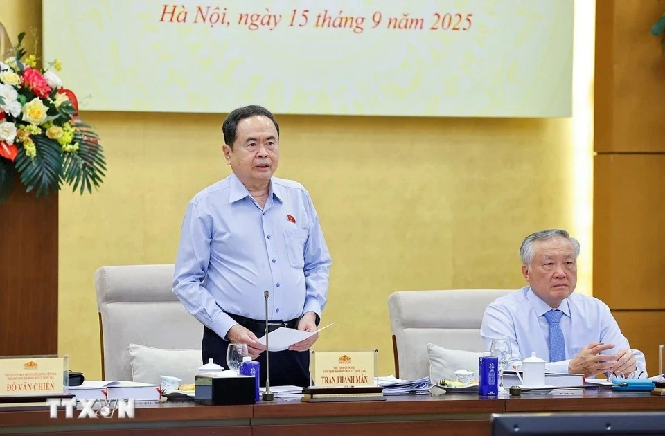 National Assembly Chairman Tran Thanh Man speaks at the National Election Councils second meeting