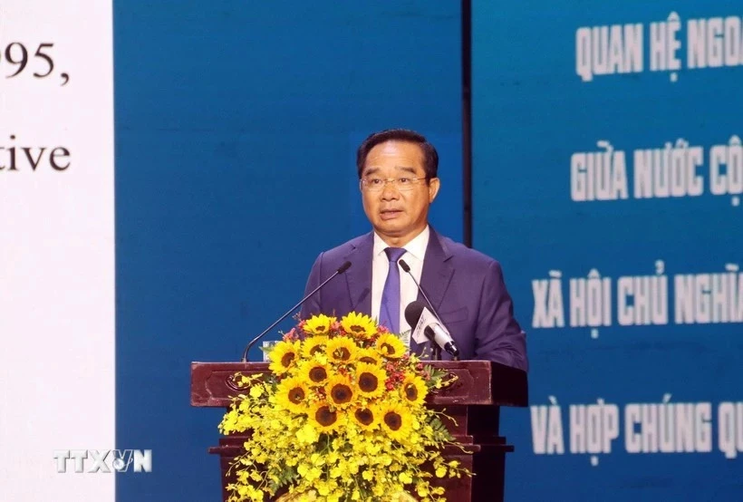 Chairman of the Ho Chi Minh City People’s Committee Nguyen Van Duoc speaks at the event.