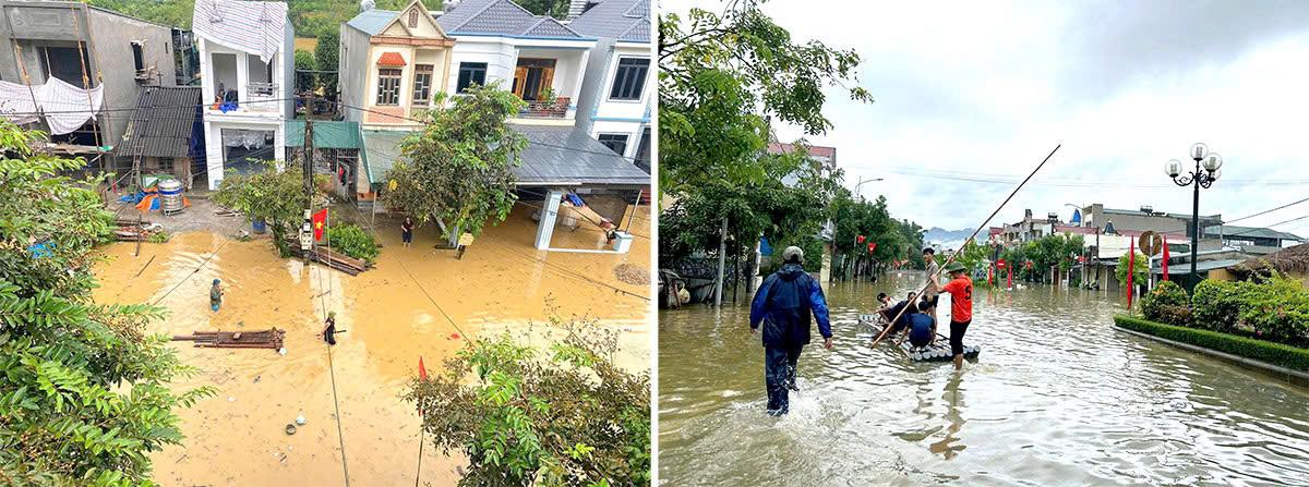 Nhiều tuyến đường, hộ dân xã Nà Hang bị ngập úng cục bộ. Ảnh: Thanh Tùng