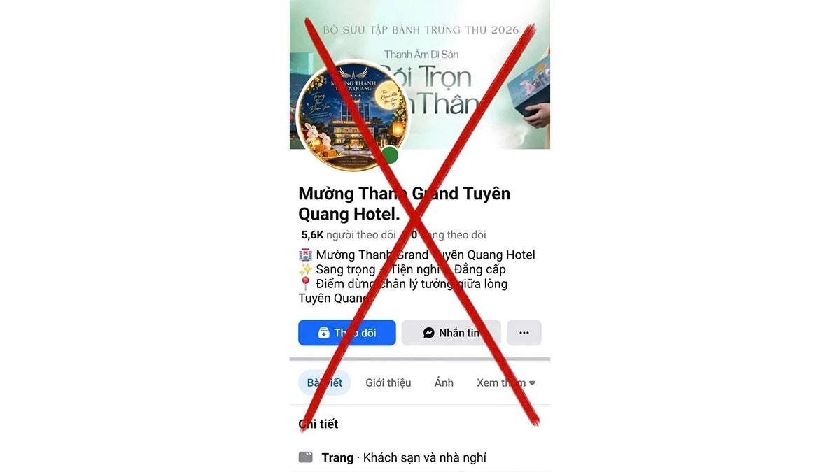 Một trang Fanpage mạo danh Khách sạn Mường Thanh Grand Tuyên Quang để lừa đảo.