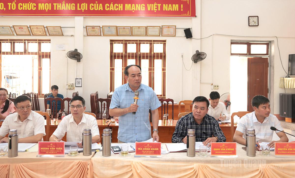 Lãnh đạo UBND xã Thượng Lâm giải trình làm rõ nội dung Đoàn kiểm tra, giám sát quan tâm.