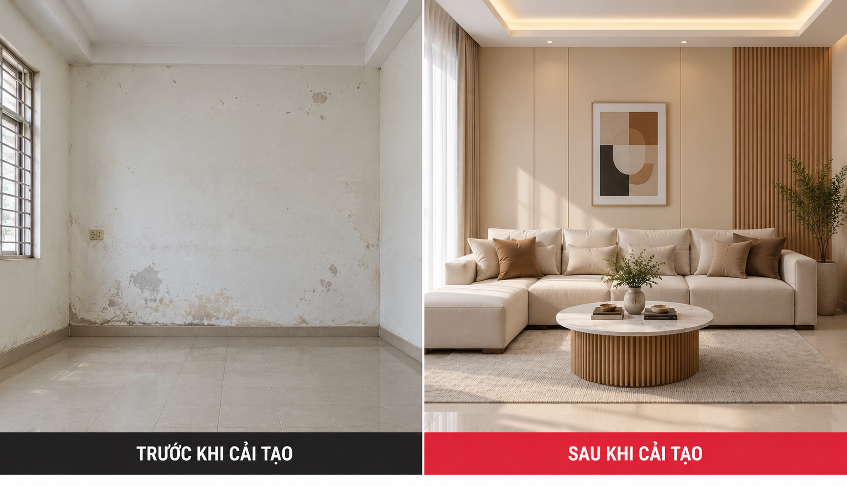 Cải tạo trang trí tường cũ bằng tấm ốp đa năng than tre