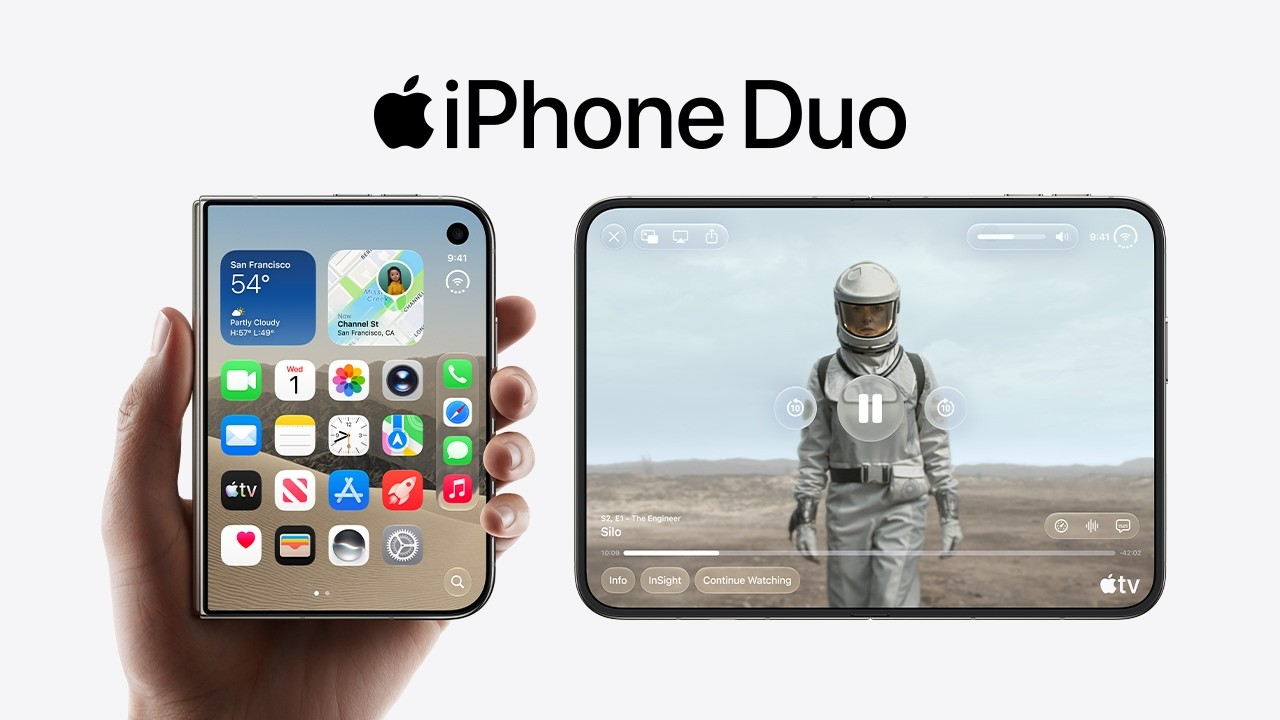 iPhone Duo chuyển đổi giữa màn hình ngoài và màn hình trong tùy nhu cầu sử dụng.