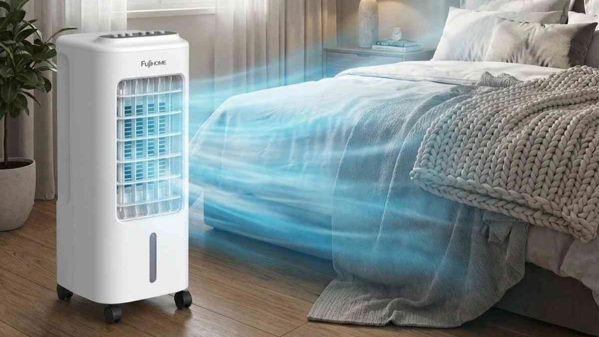 Quạt hơi nước Fujihome AC-05 tiết kiệm điện, phù hợp không gian nhỏ 15 m²