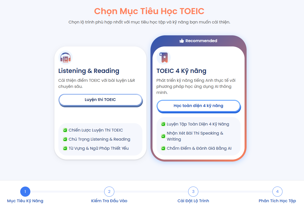 Cá nhân hóa lộ trình và thu hẹp điểm yếu để tiến gần mục tiêu TOEIC 