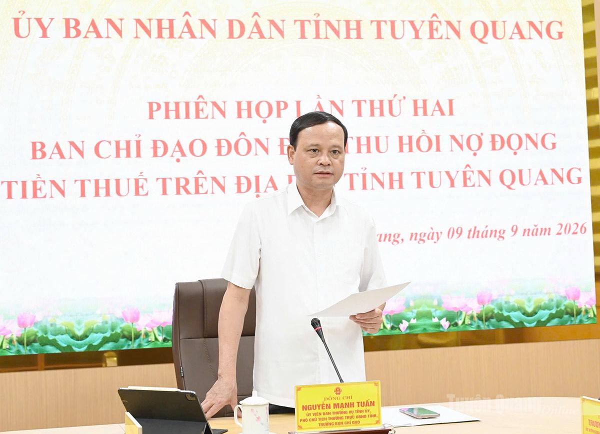 Đồng chí Nguyễn Mạnh Tuấn, Ủy viên Ban Thường vụ Tỉnh ủy, Phó Chủ tịch Thường trực UBND tỉnh, Trưởng Ban Chỉ đạo chủ trì phiên họp.