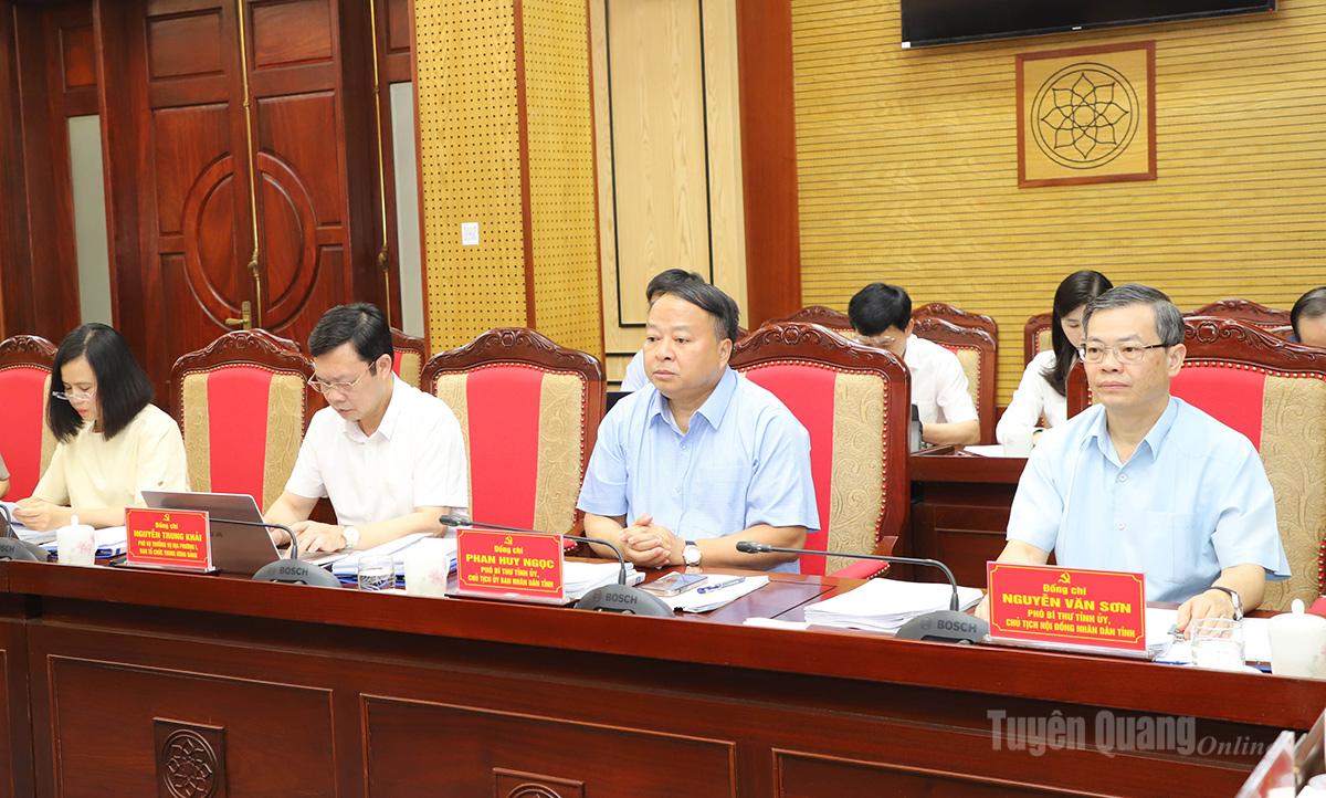 Các đồng chí Thường trực Tỉnh ủy dự hội nghị.