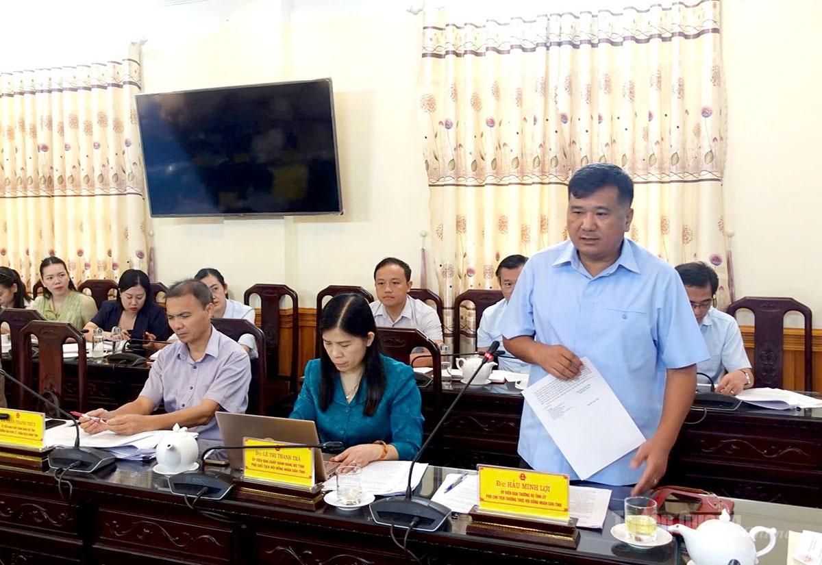 Đồng chí Hầu Minh Lợi, Phó Chủ tịch Thường trực HĐND tỉnh phát biểu tại buổi làm việc.